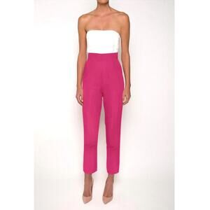 Alexia Maria Silk Faille Cigarette Pants Magenta Berry Pink High Waist Sz 6 NWT